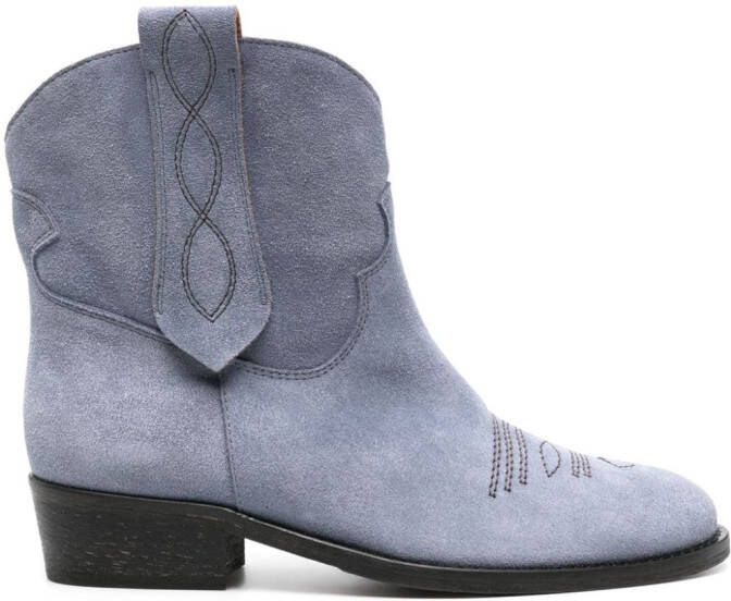 Via Roma 15 decorative-stitching suede boots Blue