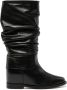 Via Roma 15 draped leather mid-calf boots Black - Thumbnail 1