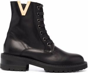Via Roma 15 embellished lace-up combat boots Black