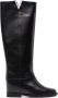 Via Roma 15 faceted logo-plaque leather boots Black - Thumbnail 1