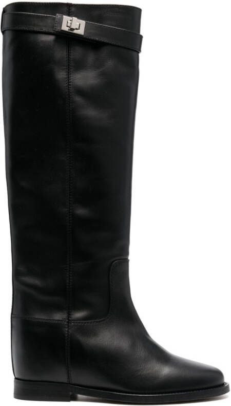Via Roma 15 knee-length leather boots Black