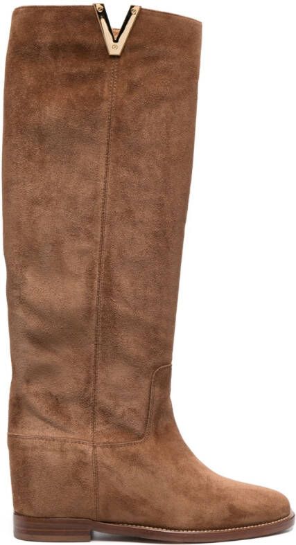 Via Roma 15 knee-length leather boots Brown