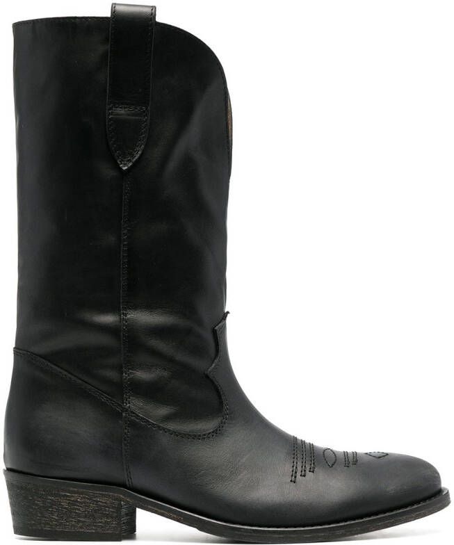 Via Roma 15 leather western-style boots Black