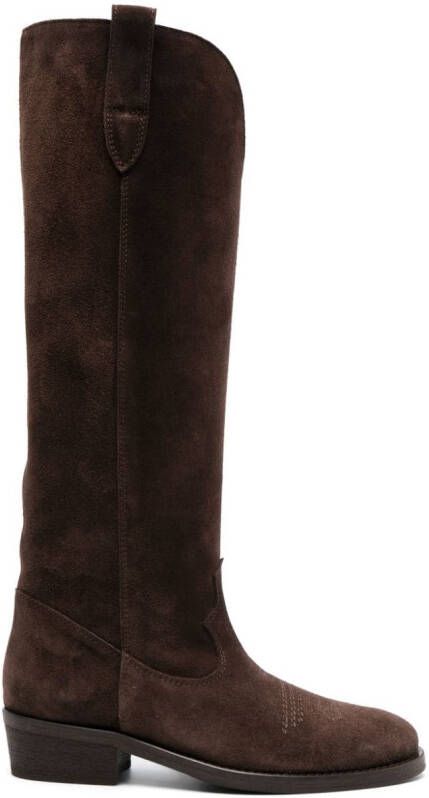 Via Roma 15 panelled suede knee-high boots Brown