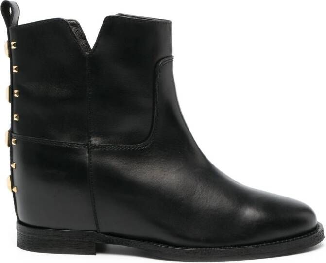 Via Roma 15 Rockstud-detailing leather ankle boots Black