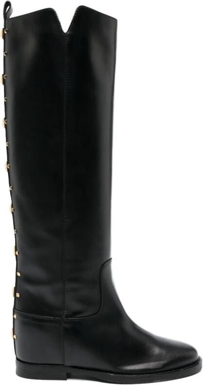 Via Roma 15 Rockstud-detailing leather boots Black