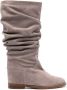 Via Roma 15 ruched suede flat boots Grey - Thumbnail 1