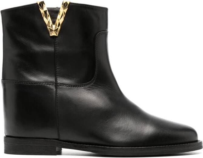 Via Roma 15 Santa Monica leather ankle boots Black