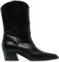 Via Roma 15 snake-embossed leather boots Black - Thumbnail 1