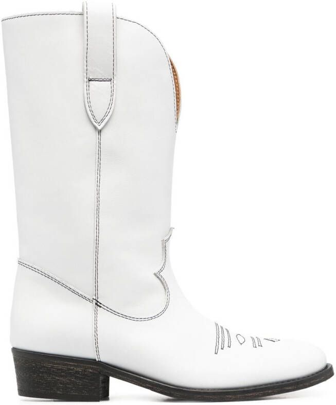 Via Roma 15 stitch-embellished western boots White