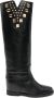 Via Roma 15 stud-embellished leather boots Black - Thumbnail 1