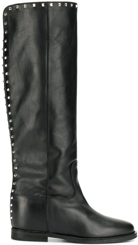 Via Roma 15 studded knee-high boots Black