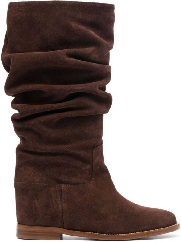 Via Roma 15 suede ruched boots Brown