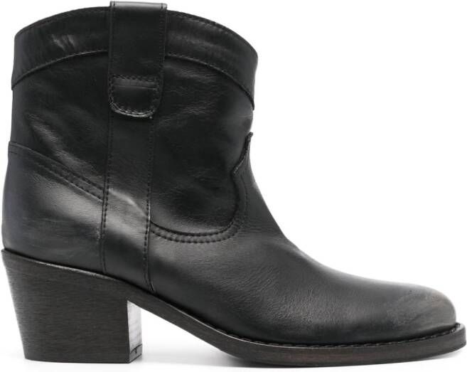 Via Roma 15 Texan 60mm leather ankle boots Black