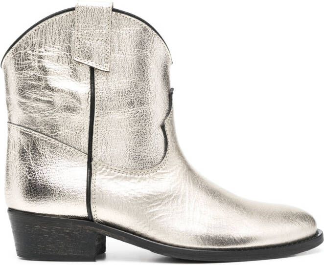 Via Roma 15 Texan leather boots Gold