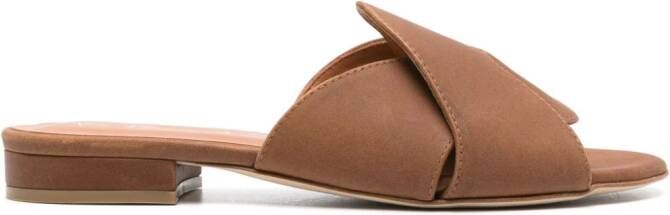 Via Roma 15 twisted-straps leather slides Brown