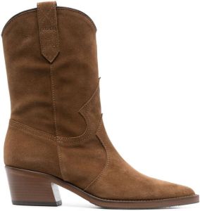 Via Roma 15 Western-style suede ankle boots Brown