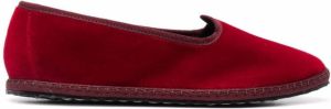 Vibi Venezia grosgrain-trimmed velvet loafers Red