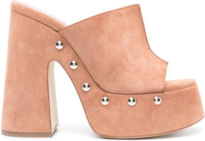 Vic Matie 140mm studded suede mules Neutrals