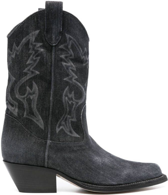Vic Matie 50mm panelled denim ankle boots Grey