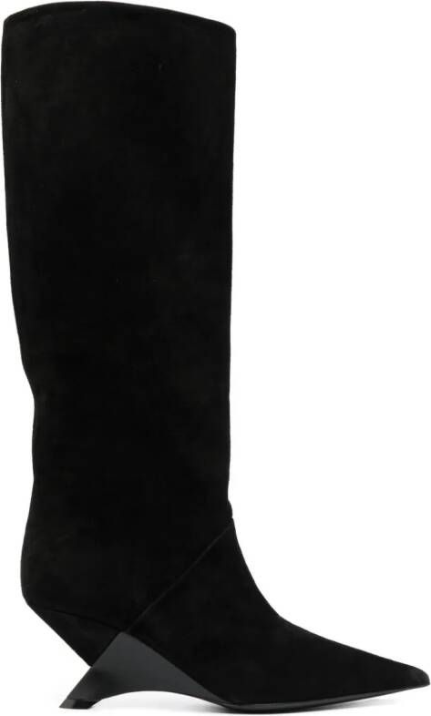 Vic Matie 80mm pointed-toe suede knee boots Black