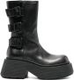 Vic Matie buckled leather platform boots Black - Thumbnail 1