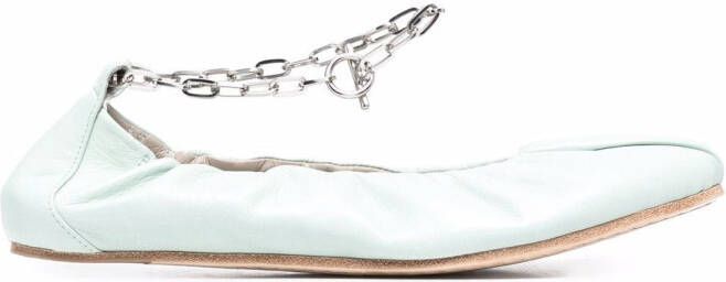 Vic Matie chain-detail leather ballerina shoes Green