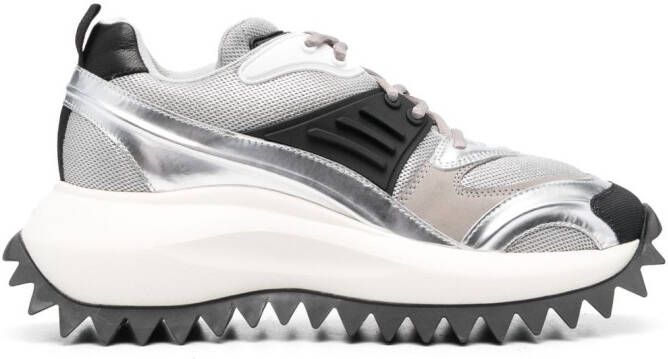 Vic Matie panelled metallic-finish chunky sneakers Silver