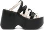 Vic Matie strappy leather wedge mules Black - Thumbnail 1