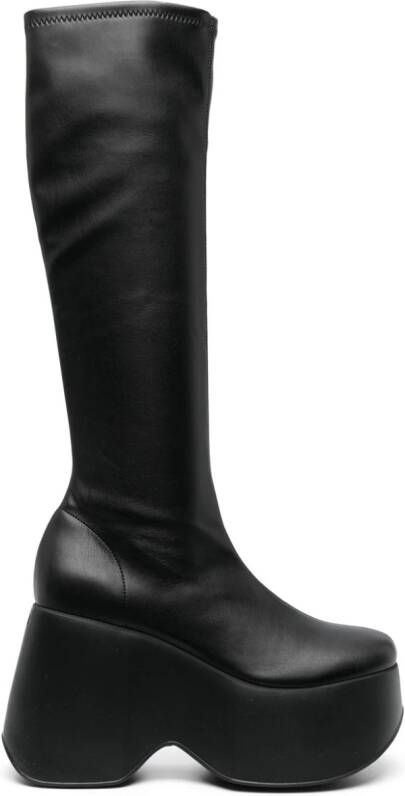 Vic Matie Stripy 120mm leather knee-high boots Black