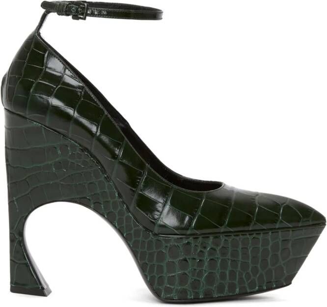 Victoria Beckham crocodile-effect 100mm leather pumps Black