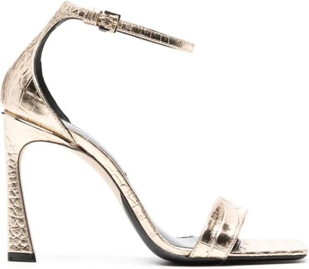 Victoria Beckham crocodile-effect 100mm leather sandals Gold