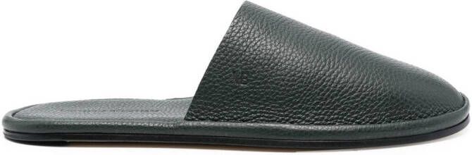 Victoria Beckham embossed-logo leather slippers Green