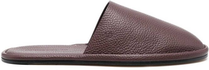 Victoria Beckham embossed-logo leather slippers Red