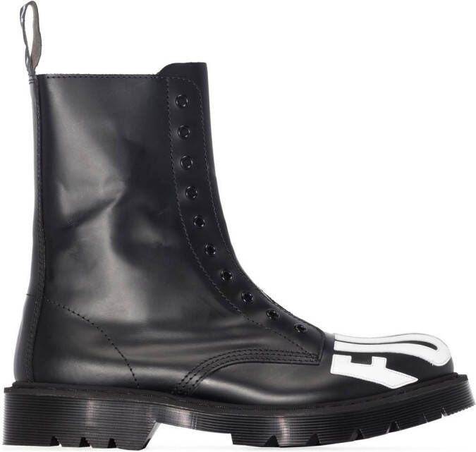 VTMNTS slogan-print army boots Black