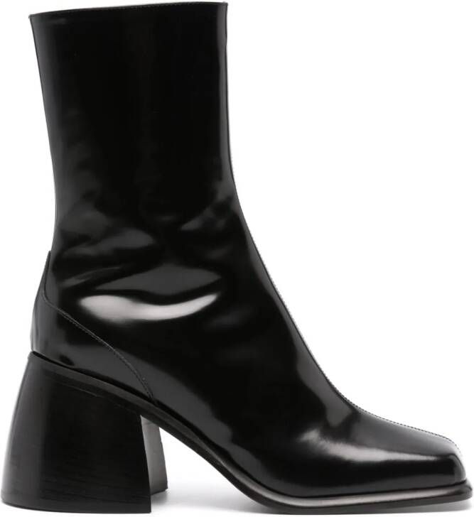 Wandler 80mm square-toe leather boots Black