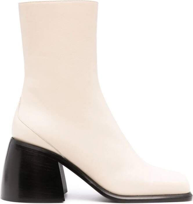 Wandler 80mm square-toe leather boots Neutrals