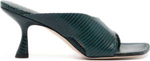 Wandler Julio lizard-effect 75mm leather mules Green