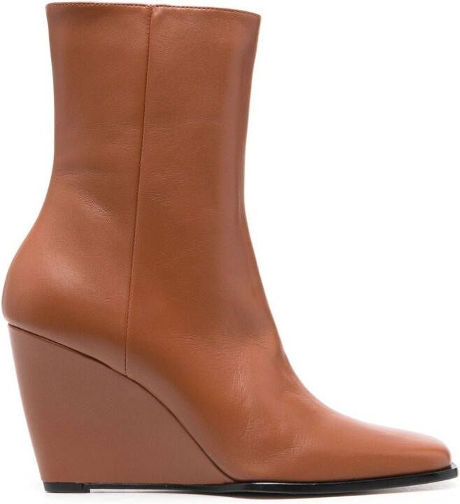 Wandler square-toe 90mm ankle boots Brown