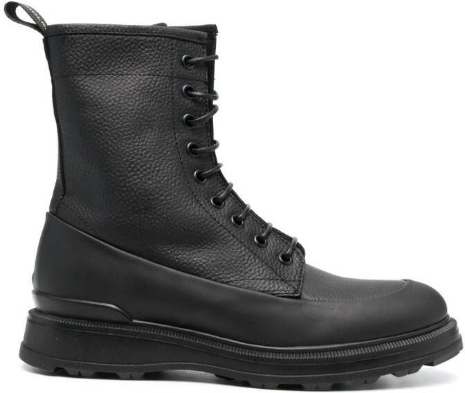 Woolrich lace-up leather combat boots Black