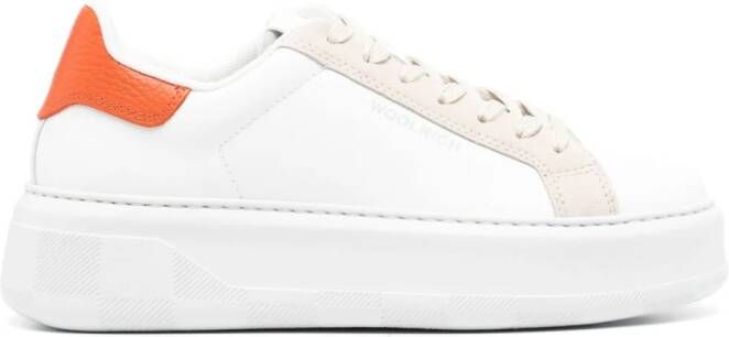Woolrich logo-print leather sneakers White