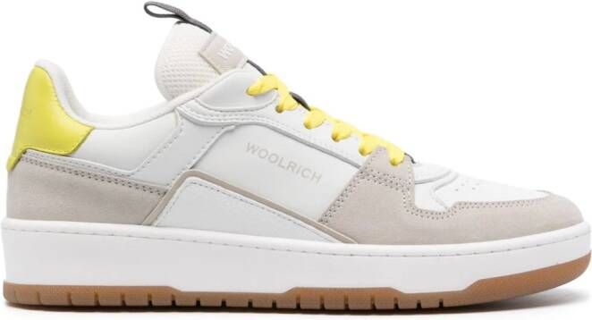 Woolrich logo-print panelled leather sneakers White
