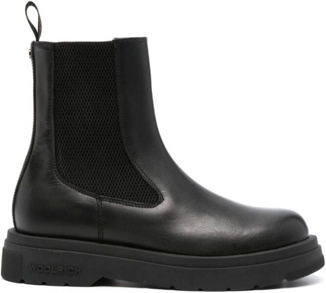 Woolrich round-toe leather boots Black