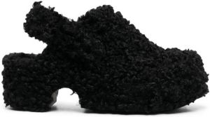 XOCOI faux-fur 60mm heel clogs Black