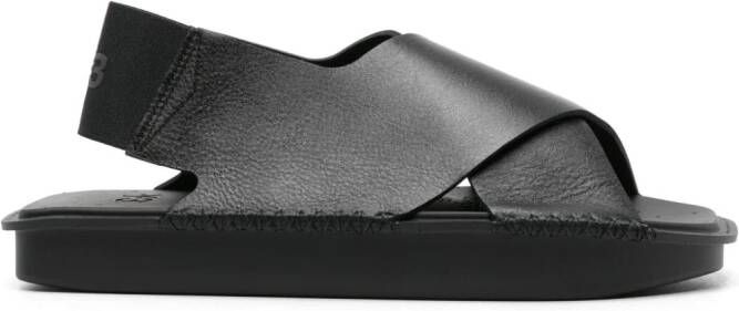 Y-3 chunky leather sandals Black