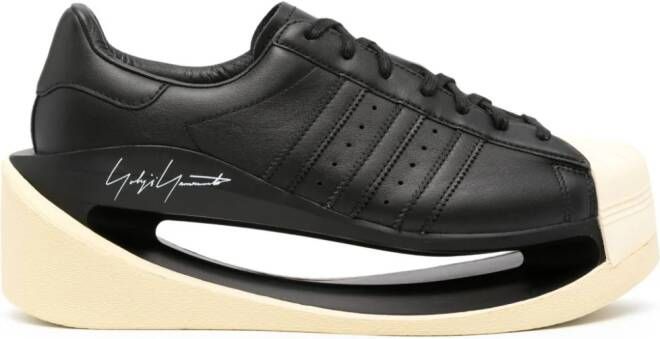Y-3 cut-out lace-up sneakers Black