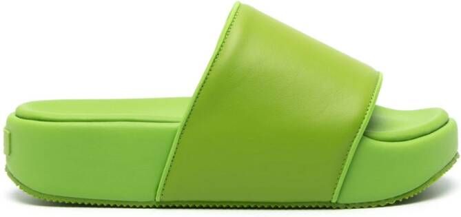 Y-3 flatform square-toe slides Green