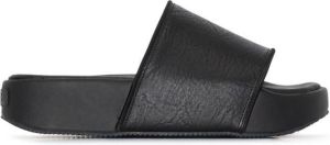 Y-3 leather flatform slides Black