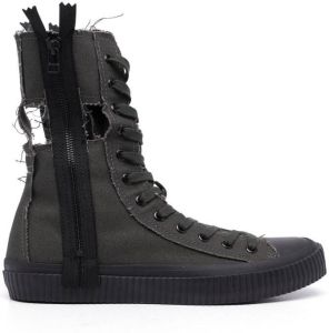 Yohji Yamamoto distressed-effect lace-up boots Green