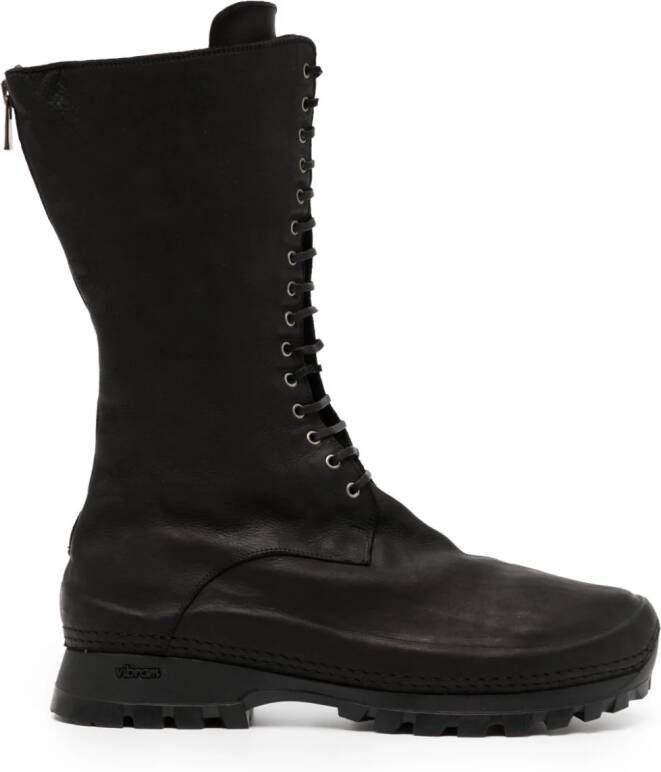Yohji Yamamoto round-toe leather boots Black